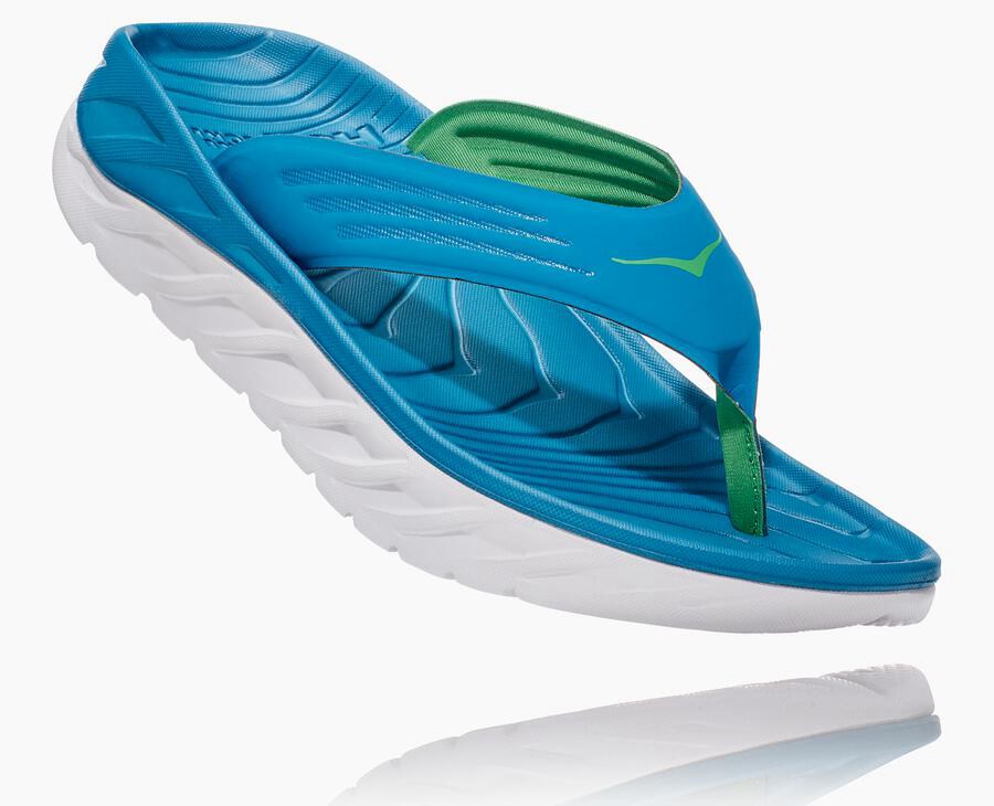 Hoka One One Sandals Mens Blue/White - ORA Recovery Flip - 80571LFRX